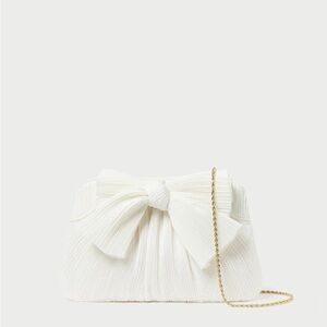 Rayne White Pleated Bow Clutch